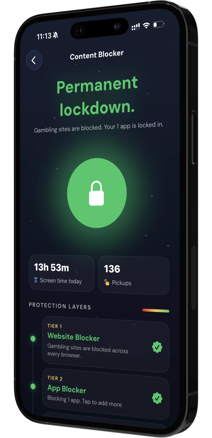 Content Blocker with gambling protection active
