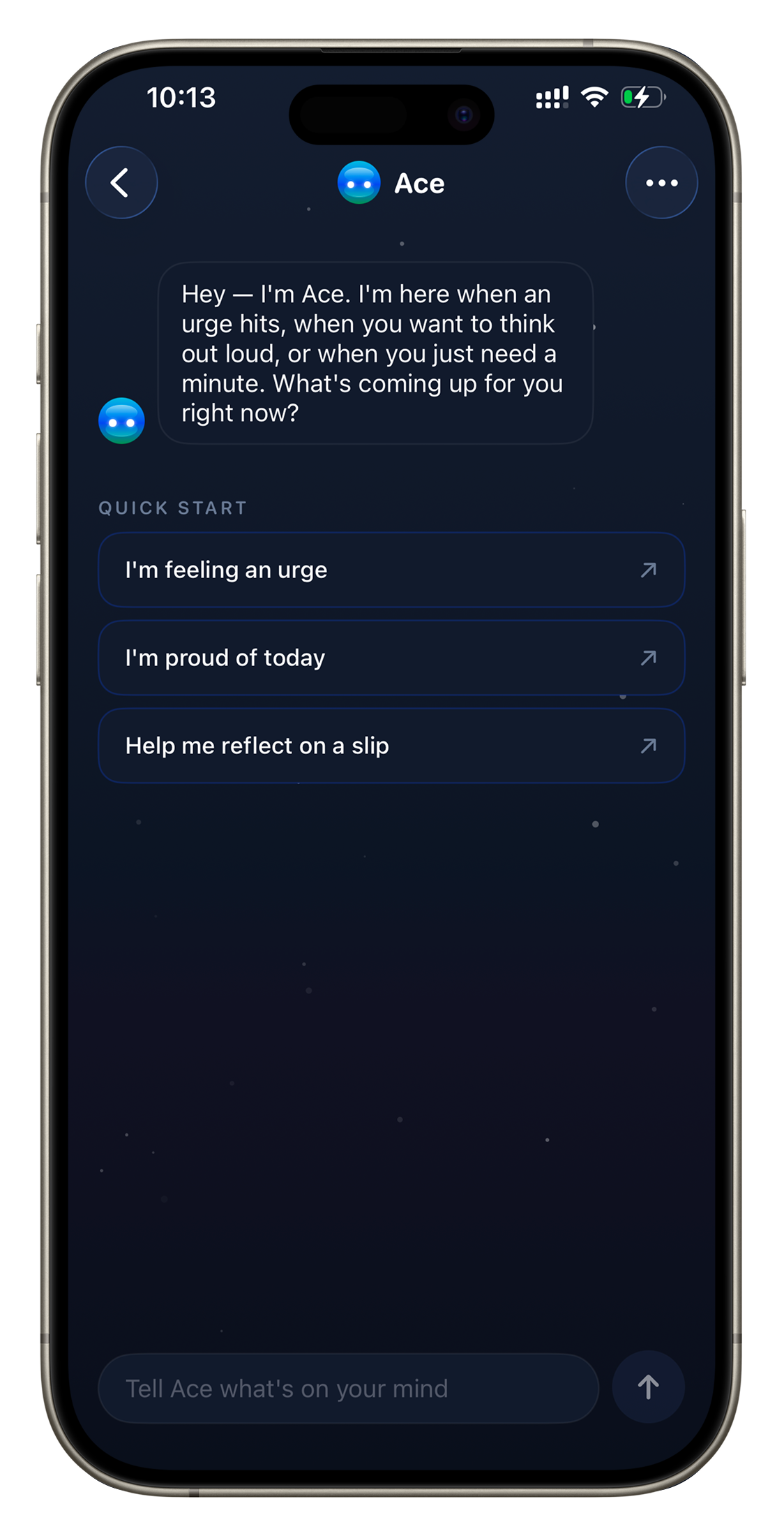 Chatting with Ace, the CashOut AI recovery companion